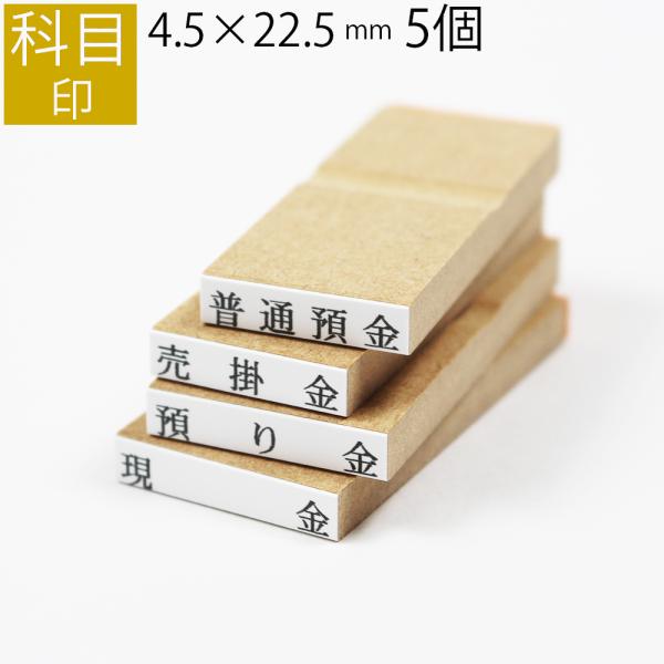 科目印【4.5×22.5(mm)】5個セット　《別注品》 最大6文字まで　ゴム印鑑 はんこ オーダー...