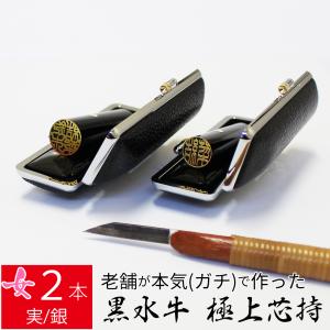 黒水牛 2本セット ケースあり 印面ゴールド 認印 銀行印 実印 印鑑 はんこ 個人印 ハンコ 13.5mm 16.5mm 10年保証