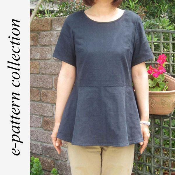型紙　パターン　選べる袖丈・ペプラムチュニックブラウス型紙　テキスト付き