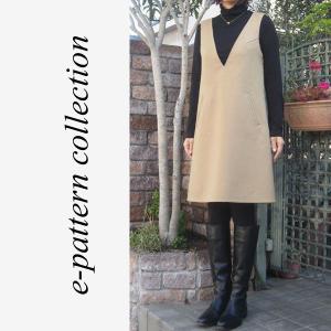 型紙　パターン　深Vネックワンピース型紙　テキスト付き