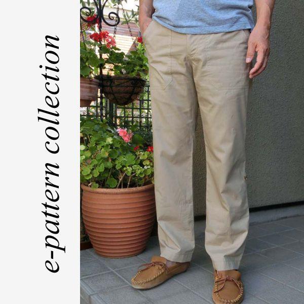 型紙　パターン　メンズ　前ファスナーあき・イージーパンツ型紙　テキスト付き