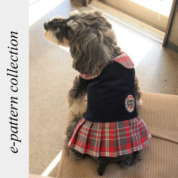 犬服型紙　プリーツワンピースコート　小型犬　小型犬ロング　中型犬用　テキスト付き