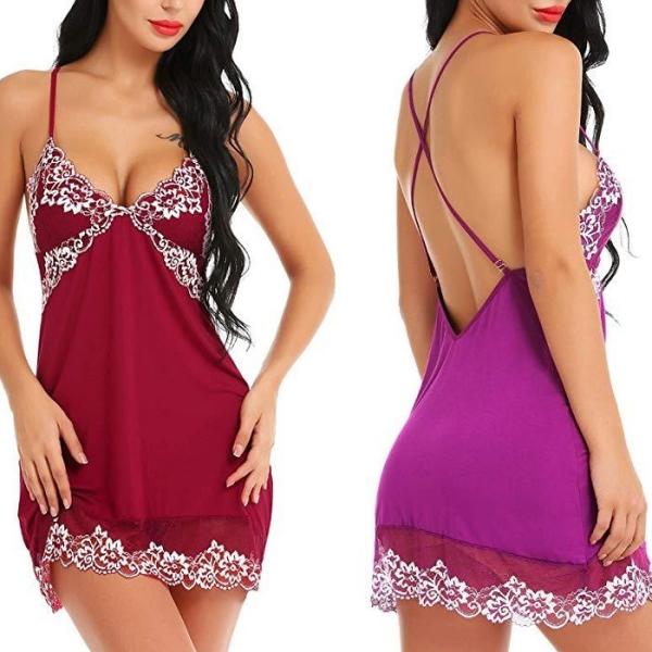 LG059 サテン ワンピ―ス ルームウエアー 部屋着 ランジェリー ショーツ セット レース SE...