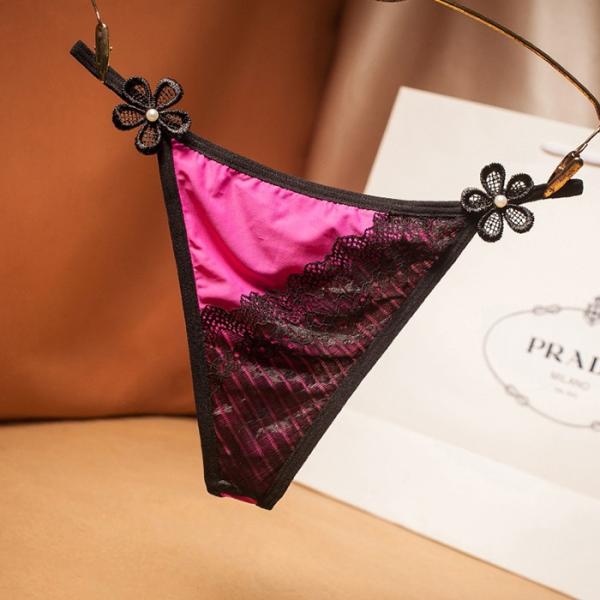 PT087 パール レース 透け Tバック レイヤード バイカラー フラワーモチーフ レース レディ...