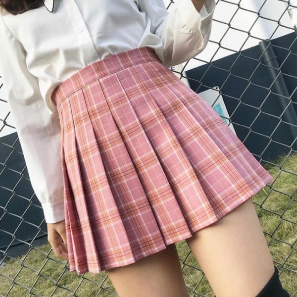 SK021 インナー付き チェック プリーツスカート 制服 体育祭 テニススカート フレアスカート ...