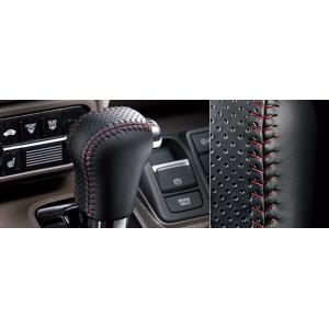 N-BOX NBOXカスタム JF3 JF4：純正 シフトノブ ブラック×レッドステッチ　本革製(年...