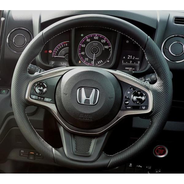 N-VAN/JJ1/JJ2：純正 ステアリングホイール（本革製／ブラック×シルバーステッチ）