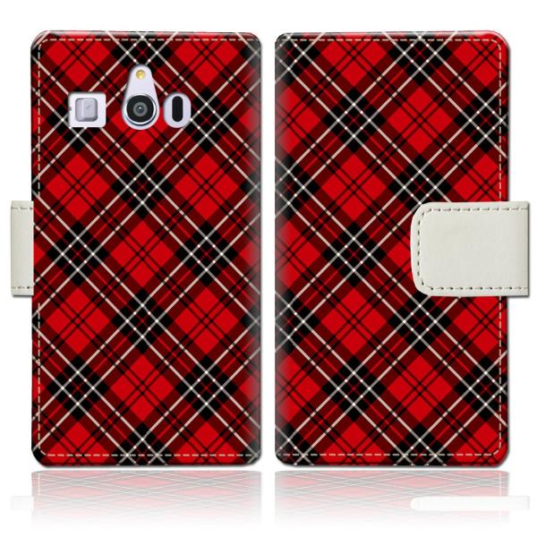 シンプルスマホ3 509SH 手帳型スマートフォンケースカバー AKチェックデザイン