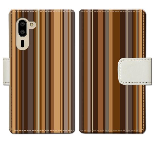 softbank シンプルスマホ5 A001SH 手帳型ケース チョコレートストライプデザイン