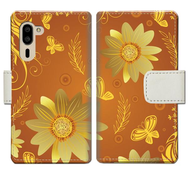 softbank シンプルスマホ5 A001SH 手帳型ケース 秋桜デザイン