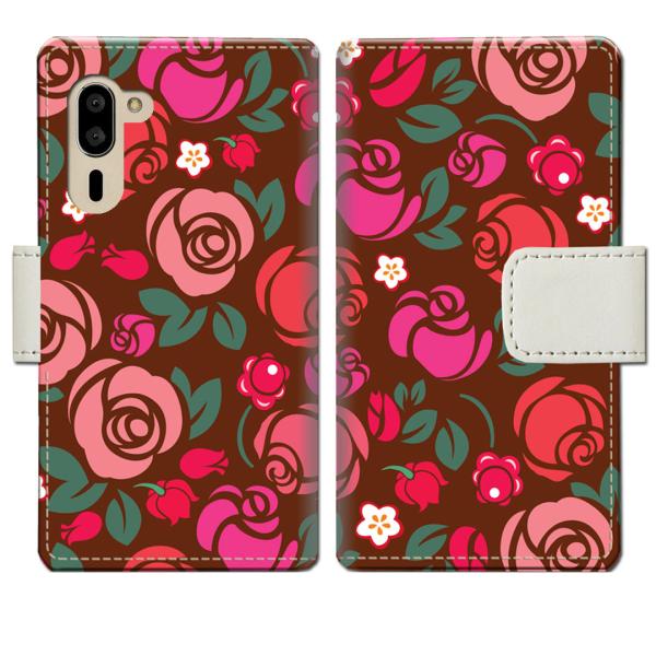 softbank シンプルスマホ5 A001SH 手帳型ケース 薔薇デザイン