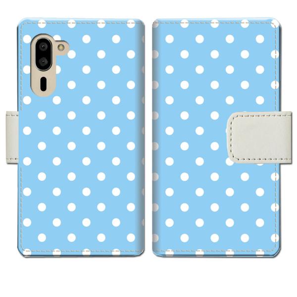 softbank シンプルスマホ5 A001SH 手帳型ケース BWドットデザイン