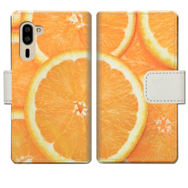 softbank シンプルスマホ5 A001SH 手帳型ケース フレッシュオレンジデザイン