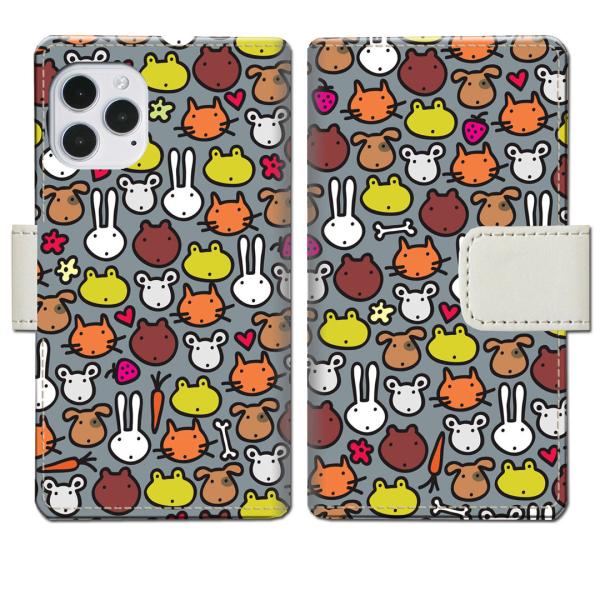 apple iPhone12/iPhone12Pro 手帳型ケース アニマルドットデザイン