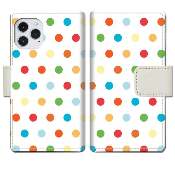 apple iPhone12/iPhone12Pro 手帳型ケース カラフルドットデザイン