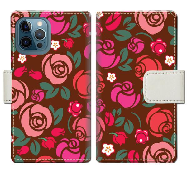 apple iphone12ProMax 手帳型ケース 薔薇デザイン
