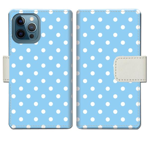 apple iphone12ProMax 手帳型ケース BWドットデザイン