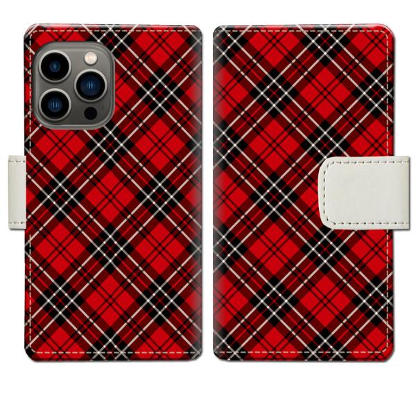 iPhone13Pro 手帳型ケース AKチェックデザイン