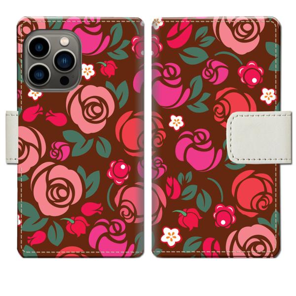 iPhone13Pro 手帳型ケース 薔薇デザイン