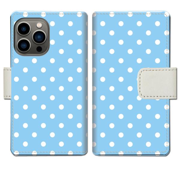 iPhone13Pro 手帳型ケース BWドットデザイン