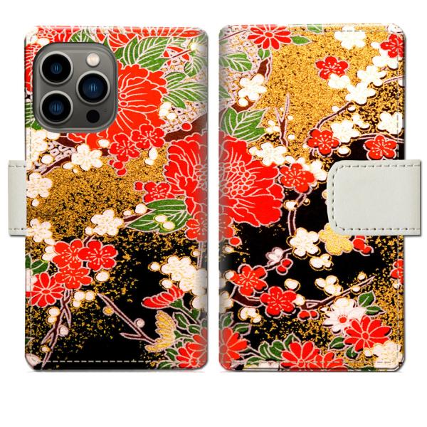 iPhone13Pro 手帳型ケース 着物デザイン
