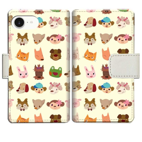 apple iPhone16e 手帳型ケース ANIMALSデザイン