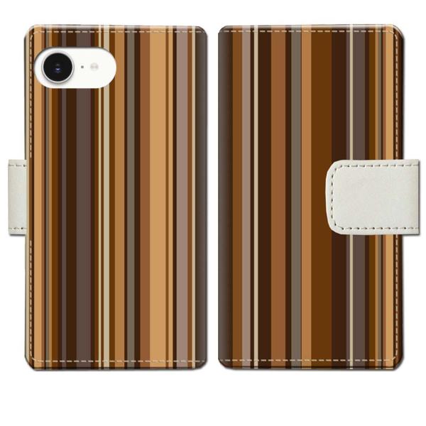 apple iPhone16e 手帳型ケース チョコレートストライプデザイン