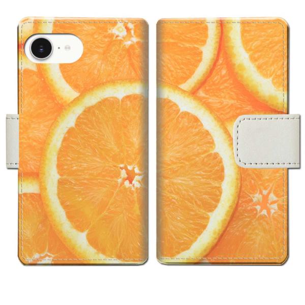 apple iPhone16e 手帳型ケース フレッシュオレンジデザイン