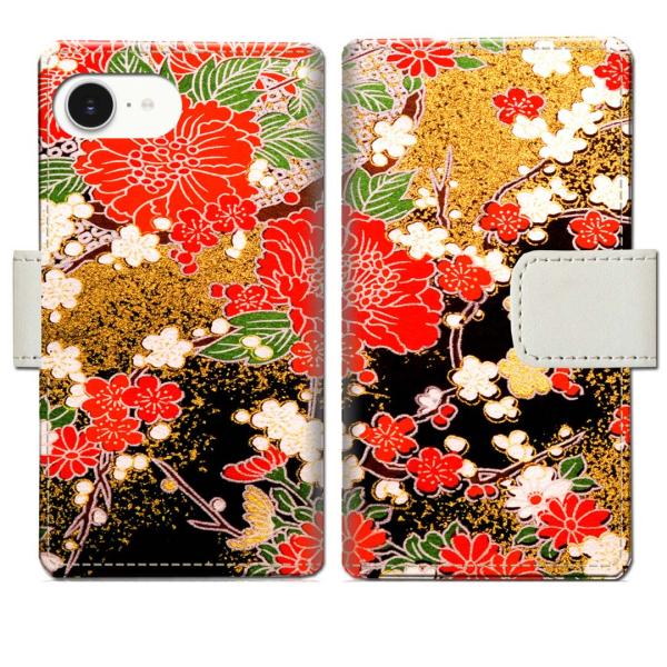 apple iPhone16e 手帳型ケース 着物デザイン