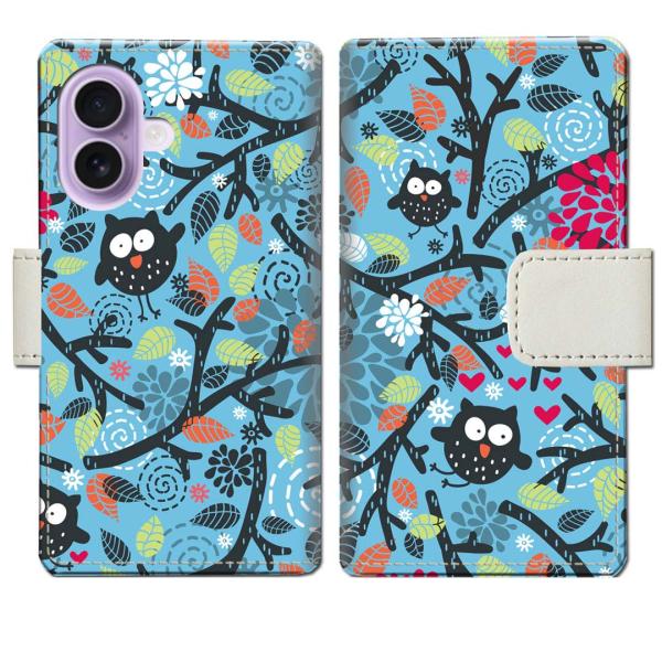 iPhone17 アイフォン17 手帳型ケース ふくろうデザイン