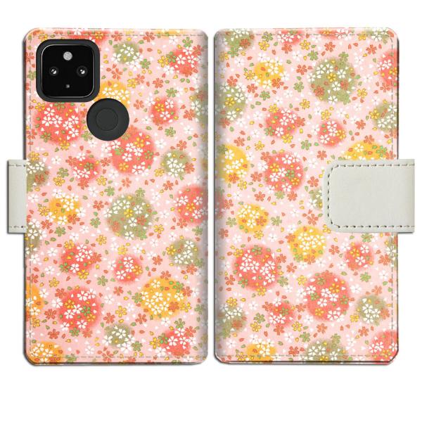 softbank Google Pixel4a 5G 手帳型ケース 桜ドットデザイン
