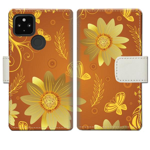 softbank Google Pixel4a 5G 手帳型ケース 秋桜デザイン