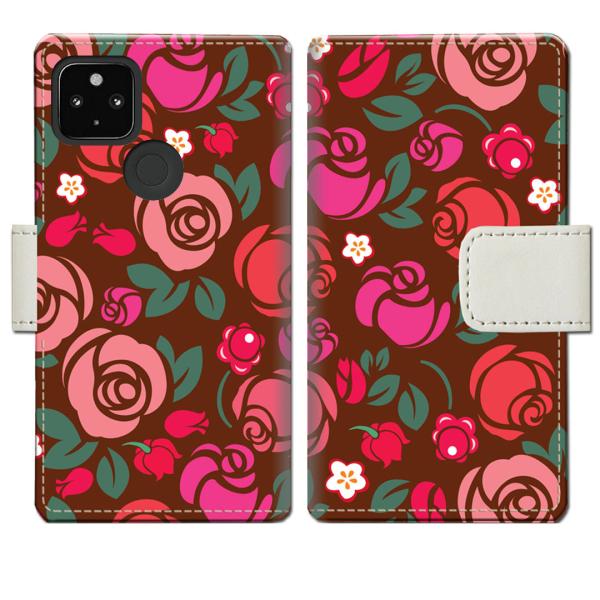 softbank Google Pixel4a 5G 手帳型ケース 薔薇デザイン
