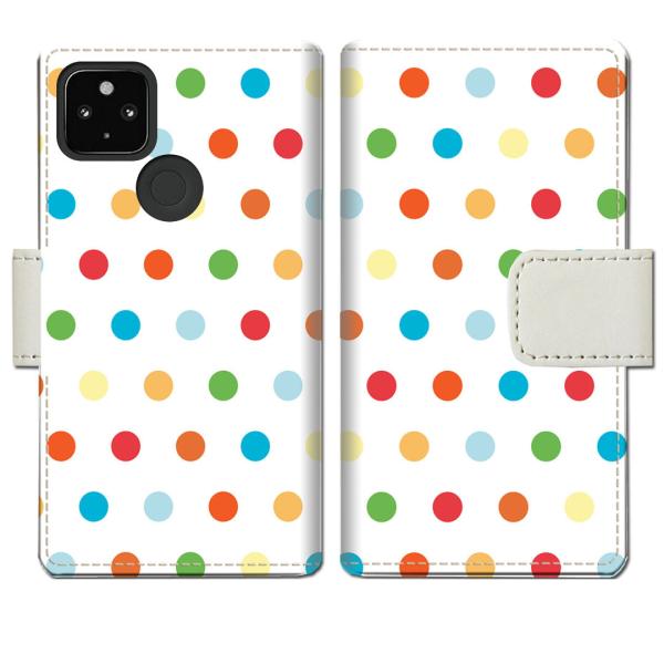 softbank Google Pixel4a 5G 手帳型ケース カラフルドットデザイン