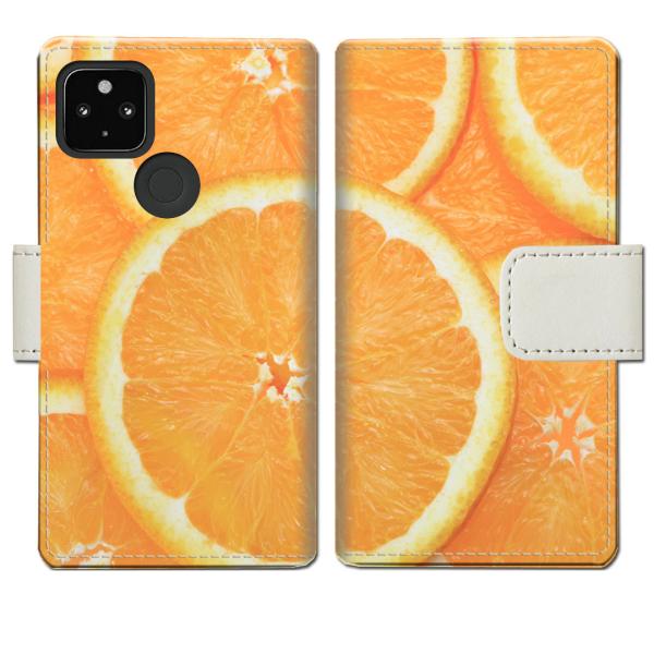 softbank Google Pixel4a 5G 手帳型ケース フレッシュオレンジデザイン
