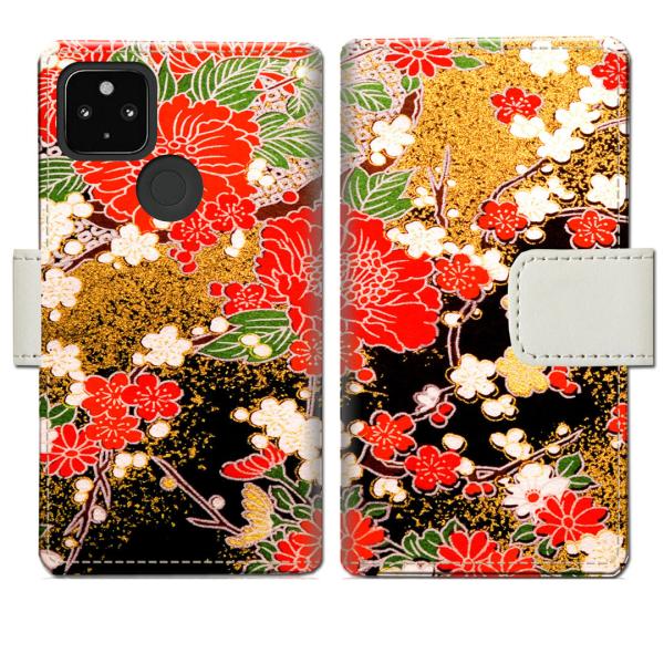 softbank Google Pixel4a 5G 手帳型ケース 着物デザイン