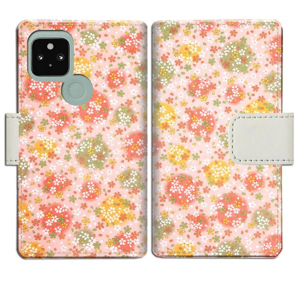 softbank Google Pixel5 手帳型ケース 桜ドットデザイン