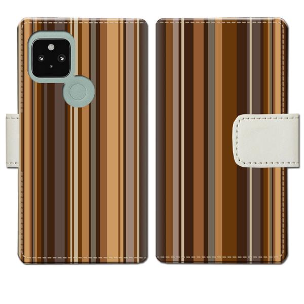 softbank Google Pixel5 手帳型ケース チョコレートストライプデザイン