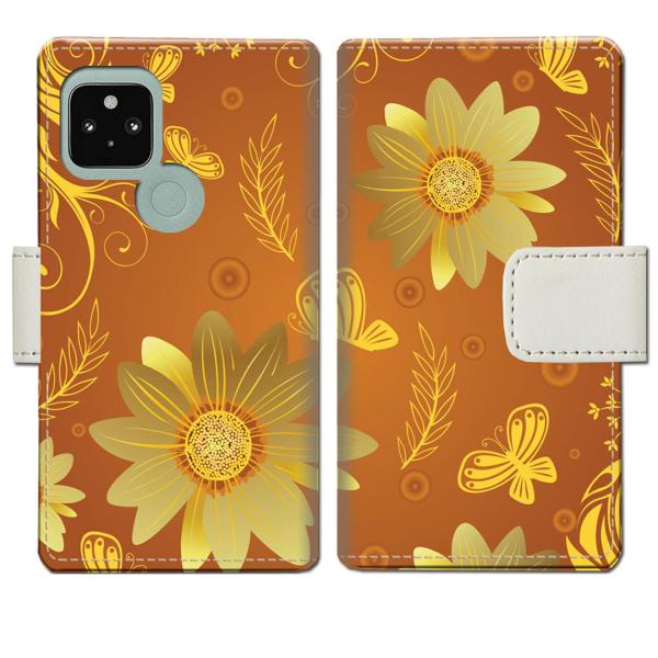 softbank Google Pixel5 手帳型ケース 秋桜デザイン