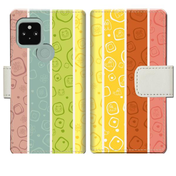 softbank Google Pixel5 手帳型ケース Cストライプデザイン