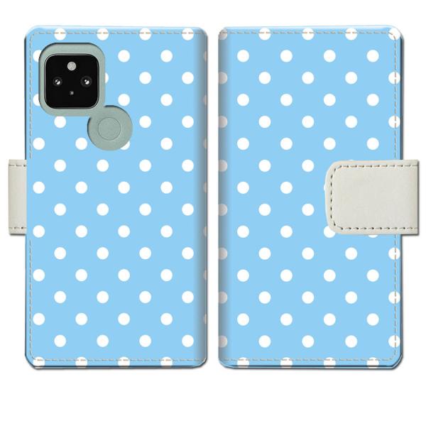 softbank Google Pixel5 手帳型ケース BWドットデザイン