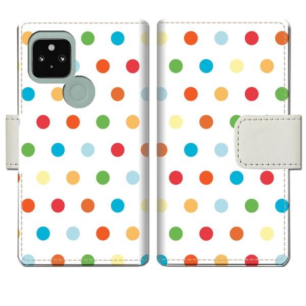 softbank Google Pixel5 手帳型ケース カラフルドットデザイン