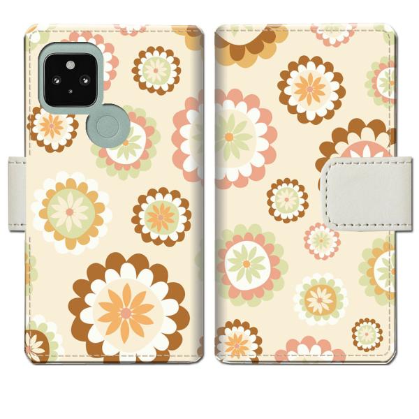 softbank Google Pixel5 手帳型ケース FLOWERデザイン