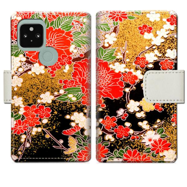 softbank Google Pixel5 手帳型ケース 着物デザイン