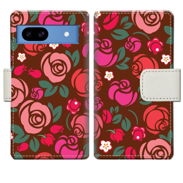 softbank Google Pixel 8a 手帳型ケース 薔薇デザイン