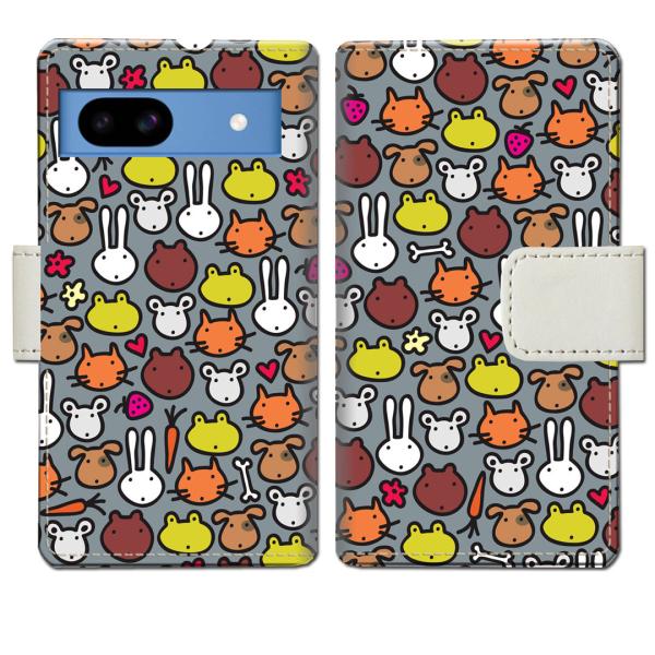 softbank Google Pixel 8a 手帳型ケース アニマルドットデザイン