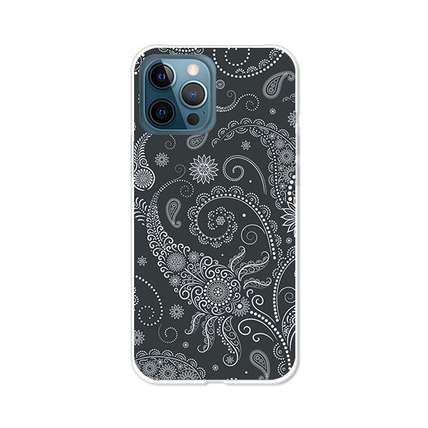 apple iphone12ProMax  ブラックペイズリー デザインハードケース