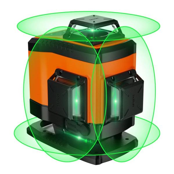 DOVOH レーザー墨出し器 4x360°グリーンレーザー16ライン 自動補正 高輝度レーザー 2本...