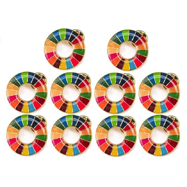 国連本部公式最新仕様SDGs バッジ 20mm 金色丸み仕上げ10個 sdgsバッチ ピンバッチ S...