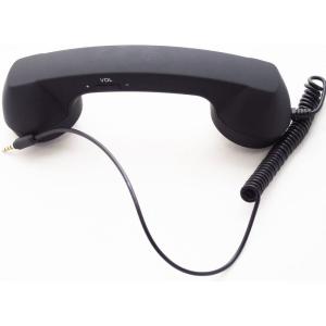 イドミせ スマホ 受話器 首に挟める アイフォン アンドロイド レトロ 電話機 3.5mm プラグ 対応 （ブラック）｜エアデショップ